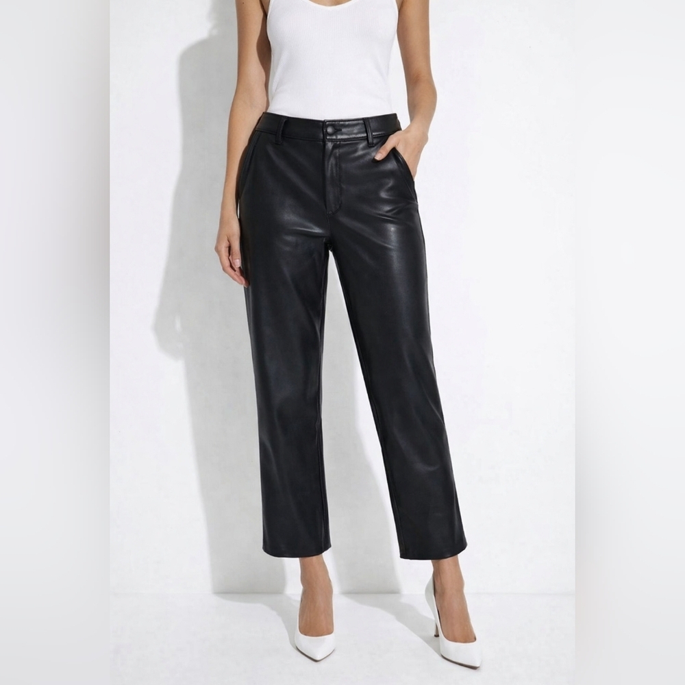 Dèluc Black Faux Leather Pants Mid High Rise Size M